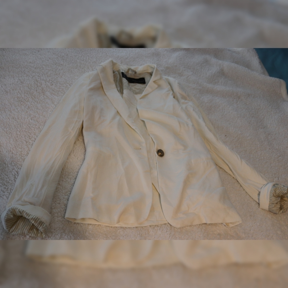 Zara Basic White Blazer Jacket